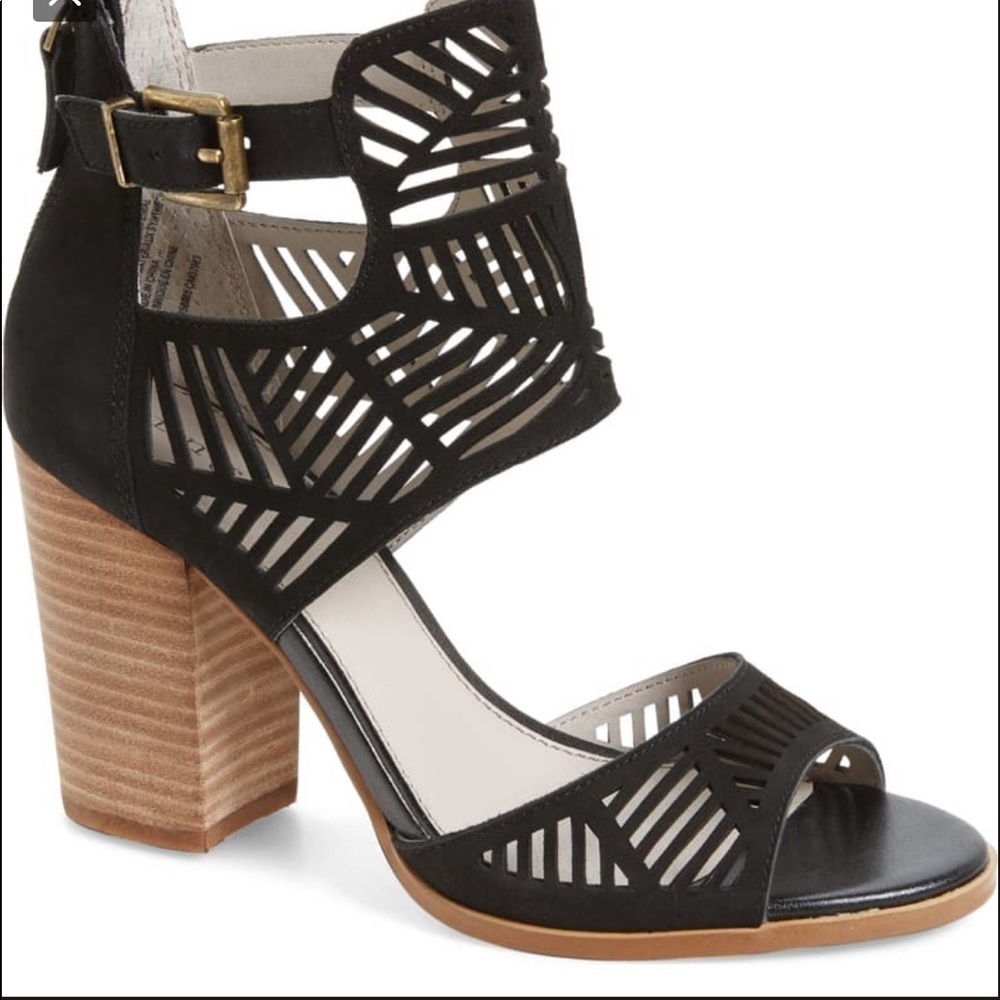 Hinge Drew Black Leather Laser Cut Out Bootie